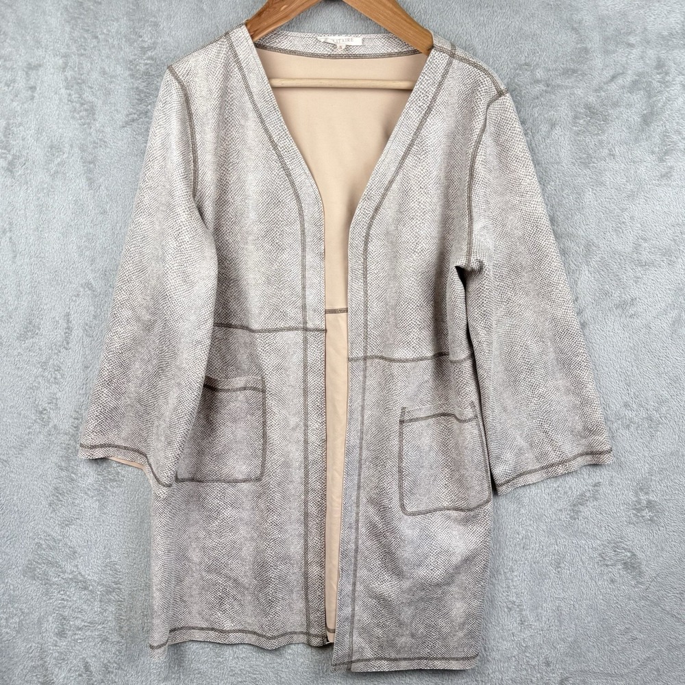 Solitaire by Anthropologie Cardigan Womens XL Long Tan Snake‎ Skin Duster